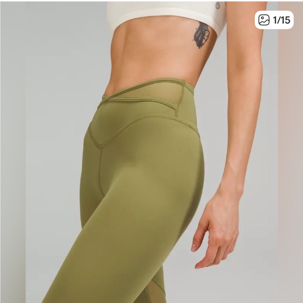 Lululemon•Nulu and Crisscross Mesh Stirrup Tight•Bronze Green•LIKE NEW•Sz 4 - Picture 2 of 16